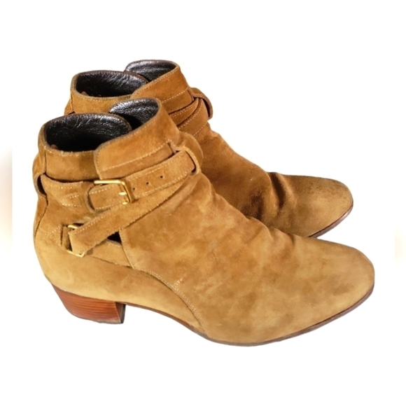 Saint Laurent Sotto Leather Suede Almond Toes 2" Heels Ankle Bootie Sz 35 1/2 - Picture 2 of 13